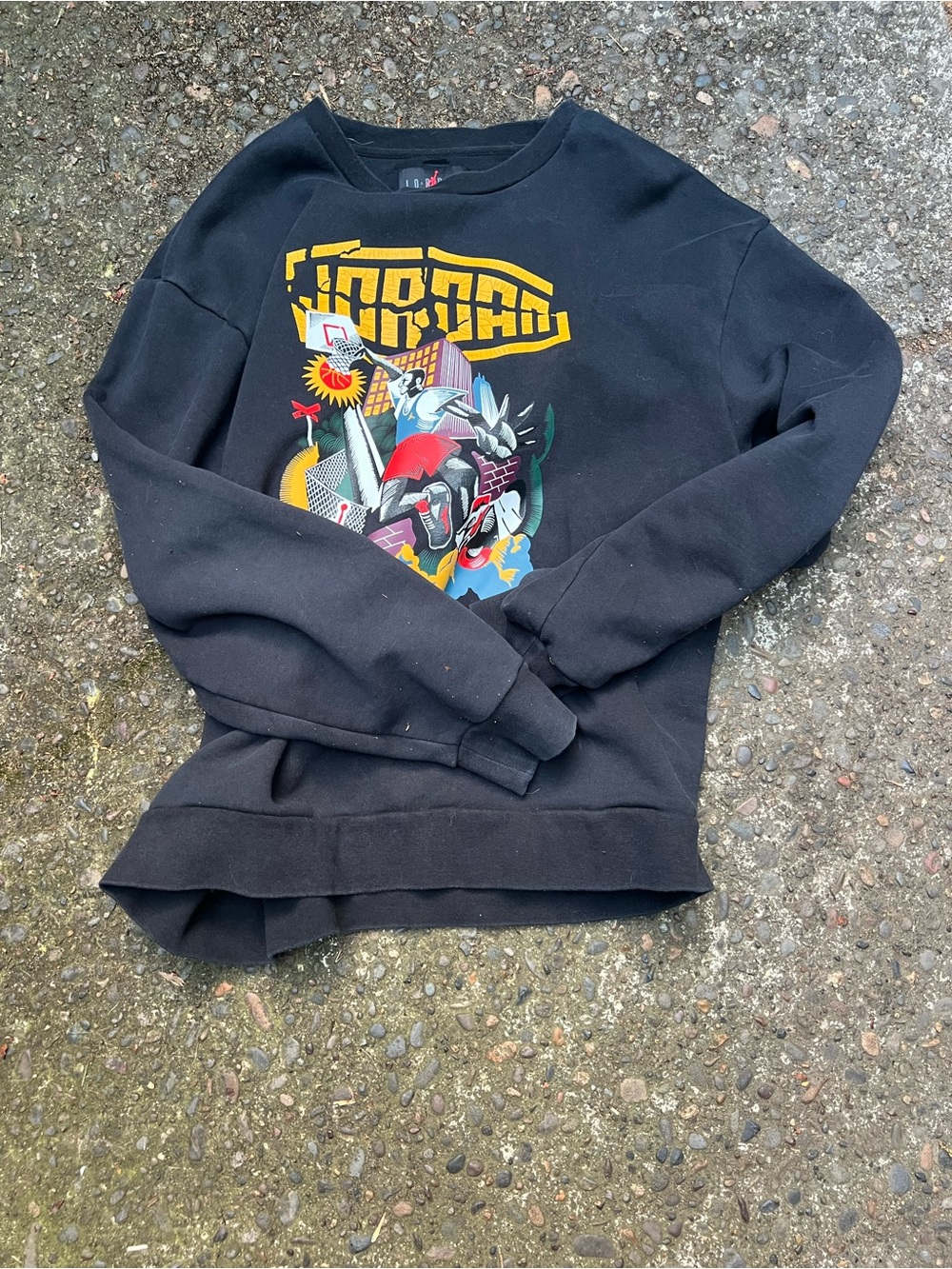 Jordan Black Crewneck Sweatshirt with Multicolor Graphic
